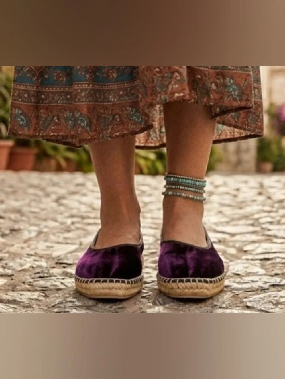 Anthropologie Naguisa Life Purple Velvet Allium Espadrille Flat Spain Sz 36 Boho